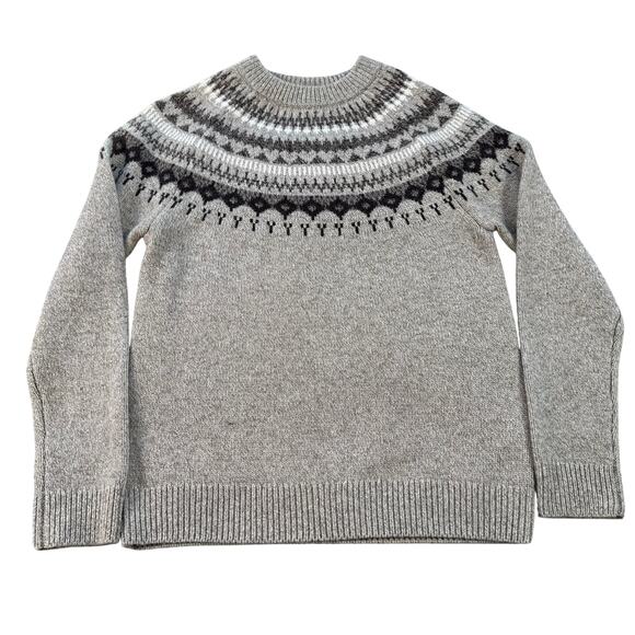 ABERCROMBIE & FITCH NORDIC PATTERN CREW NECK MEN'S M SWEATER BEIGE BROWNN WOOL